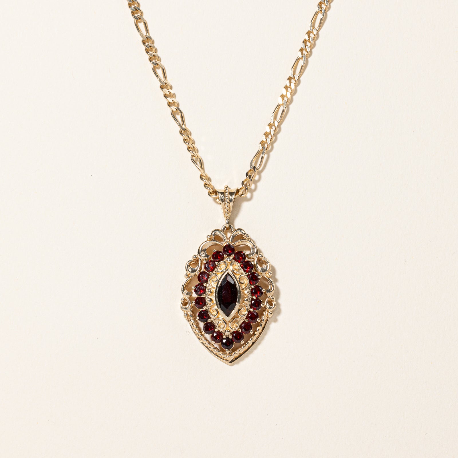 Ornate Garnet Pendant & Necklace | 1.96ctw | 26" |