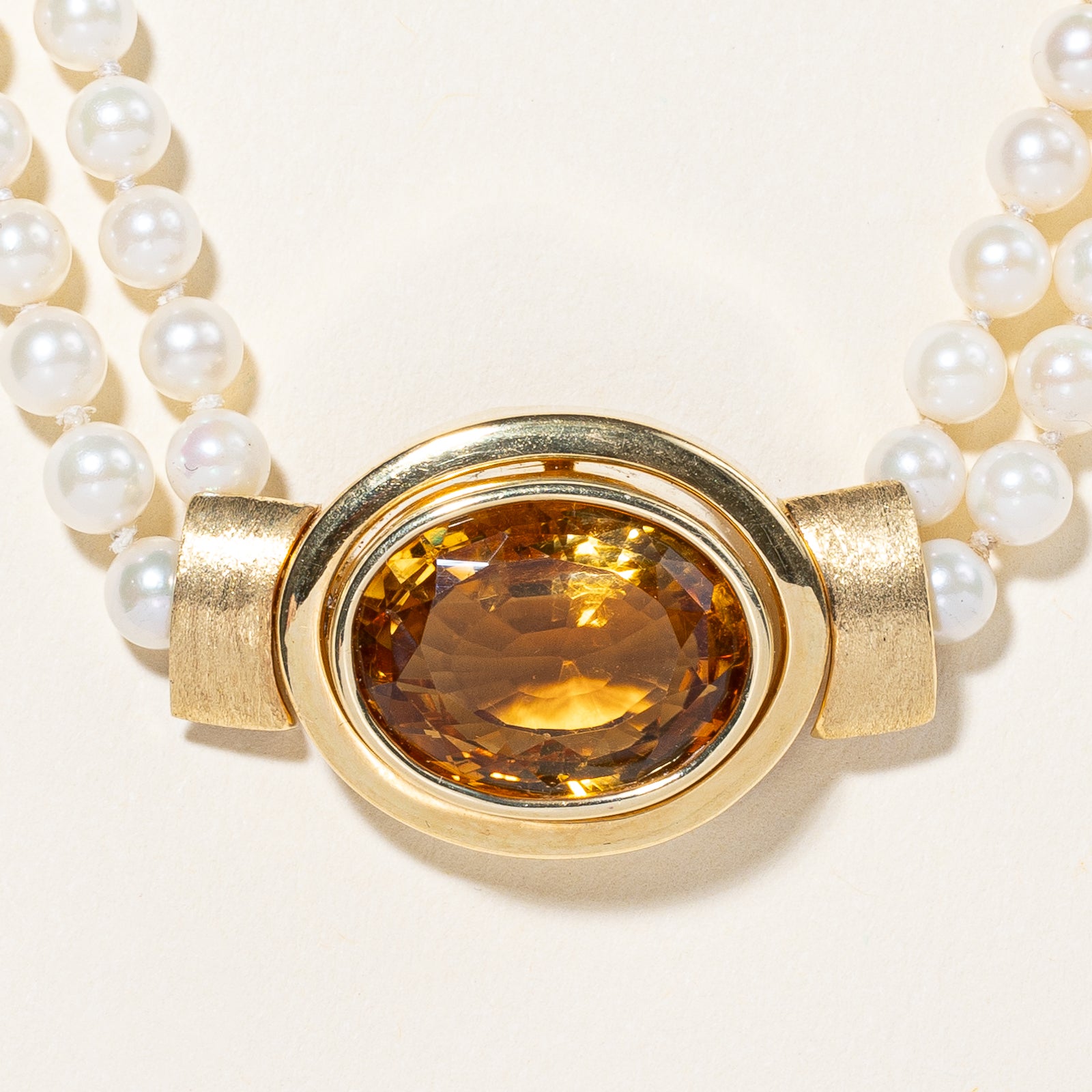 Pearl & Citrine Choker Necklace | 12.50ct | 15.5" |