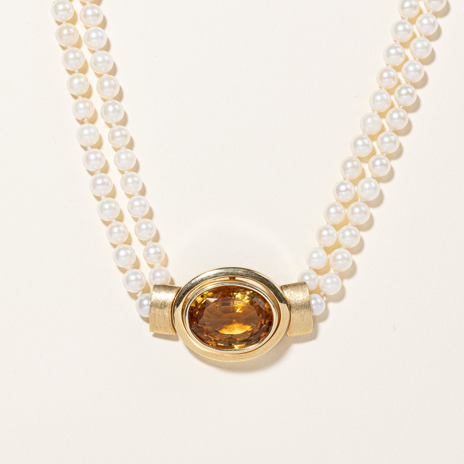 Pearl & Citrine Choker Necklace | 12.50ct | 15.5" |