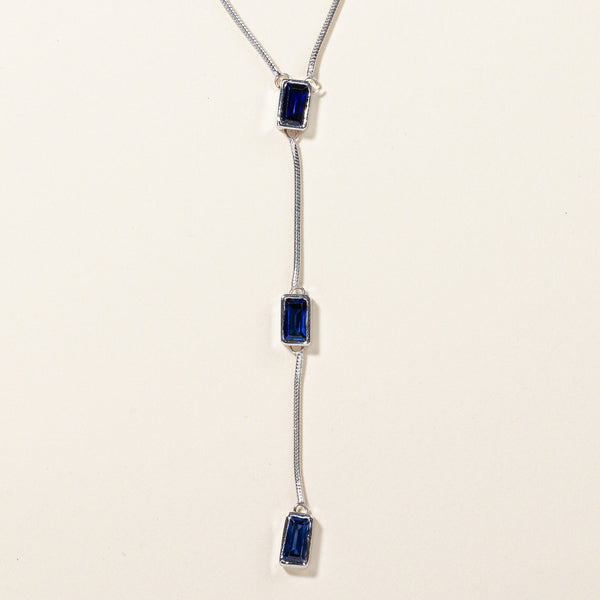 Synthetic Sapphire Drop Necklace | 6.60ctw | 16