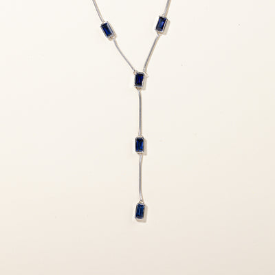 Synthetic Sapphire Drop Necklace | 6.60ctw | 16