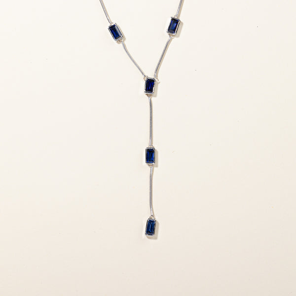 Synthetic Sapphire Drop Necklace | 6.60ctw | 16