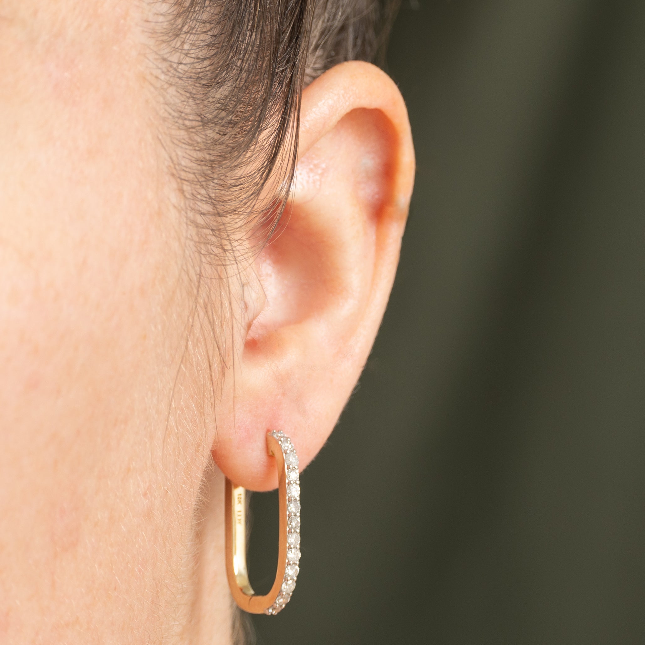 '100 Ways' 10K Diamond Oval Hoop Earrings| 1.00ctw |