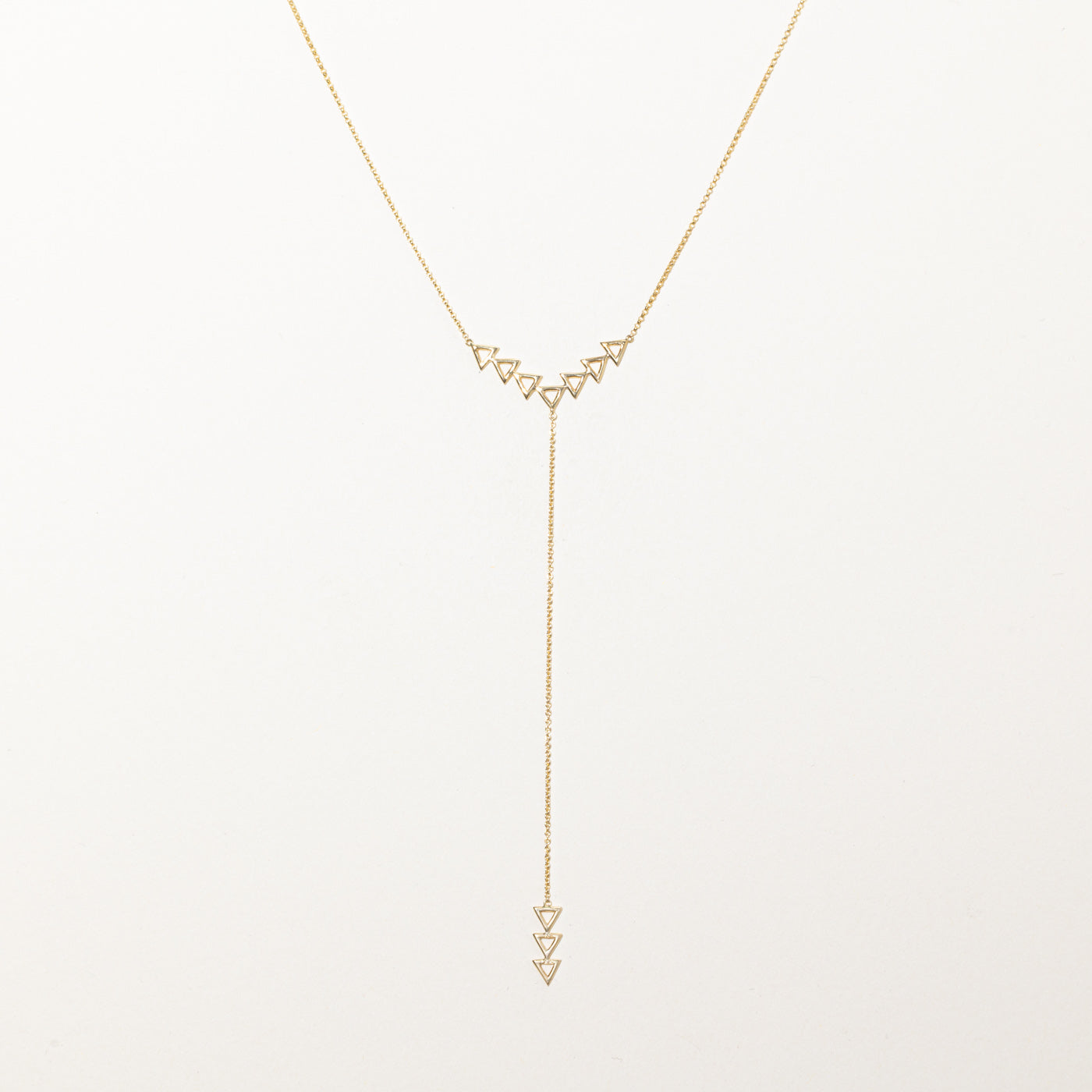 14k Yellow Gold Triangle Lariat Necklace | 20"