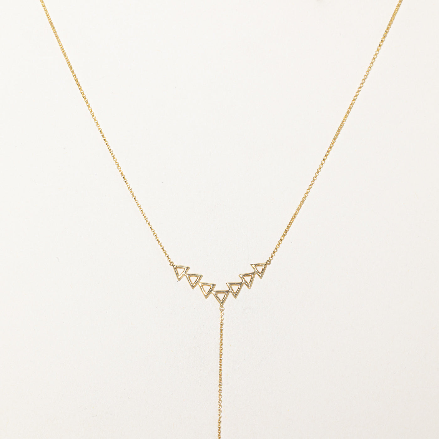 14k Yellow Gold Triangle Lariat Necklace | 20"