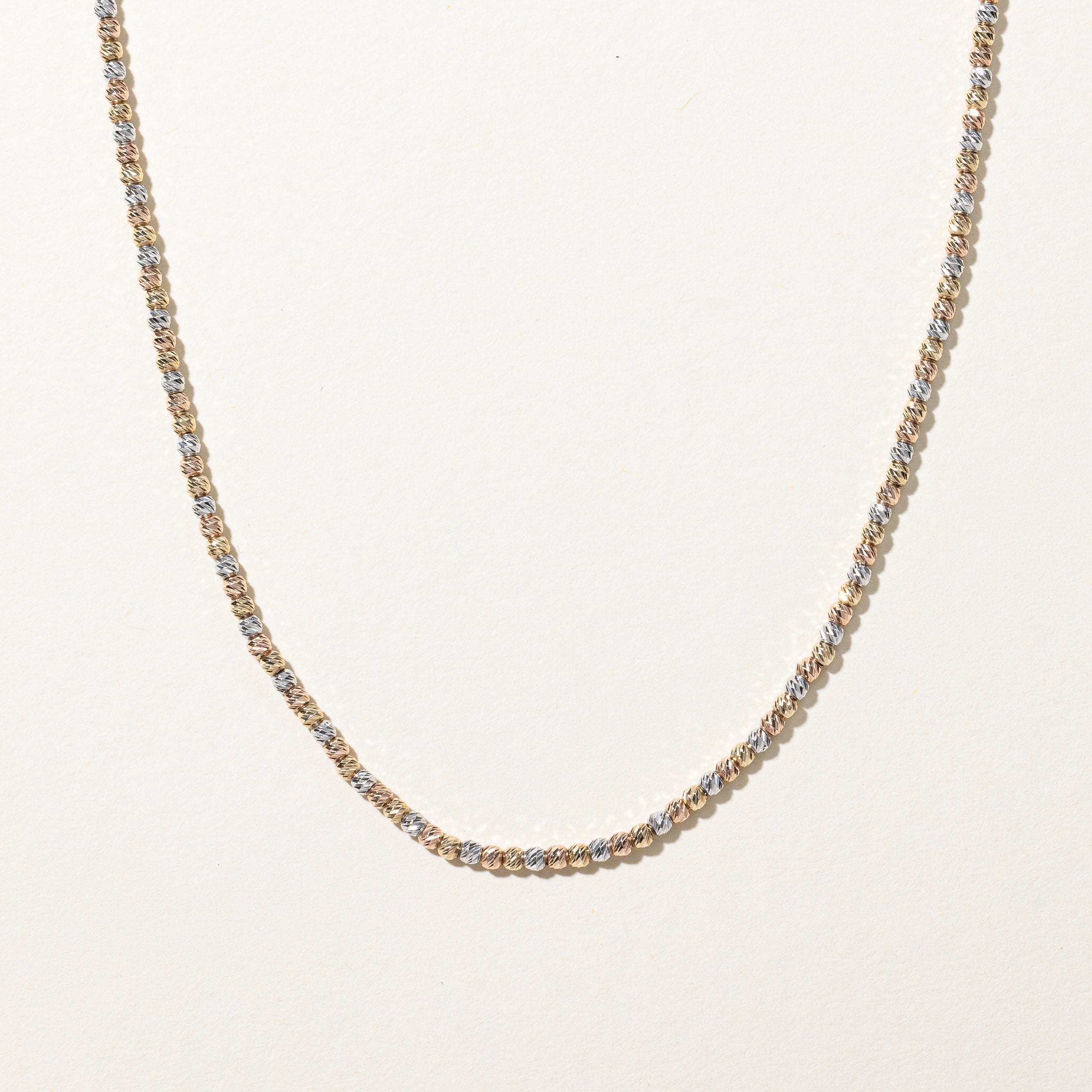 10k Tri Tone Gold Beaded Chain | 18"|