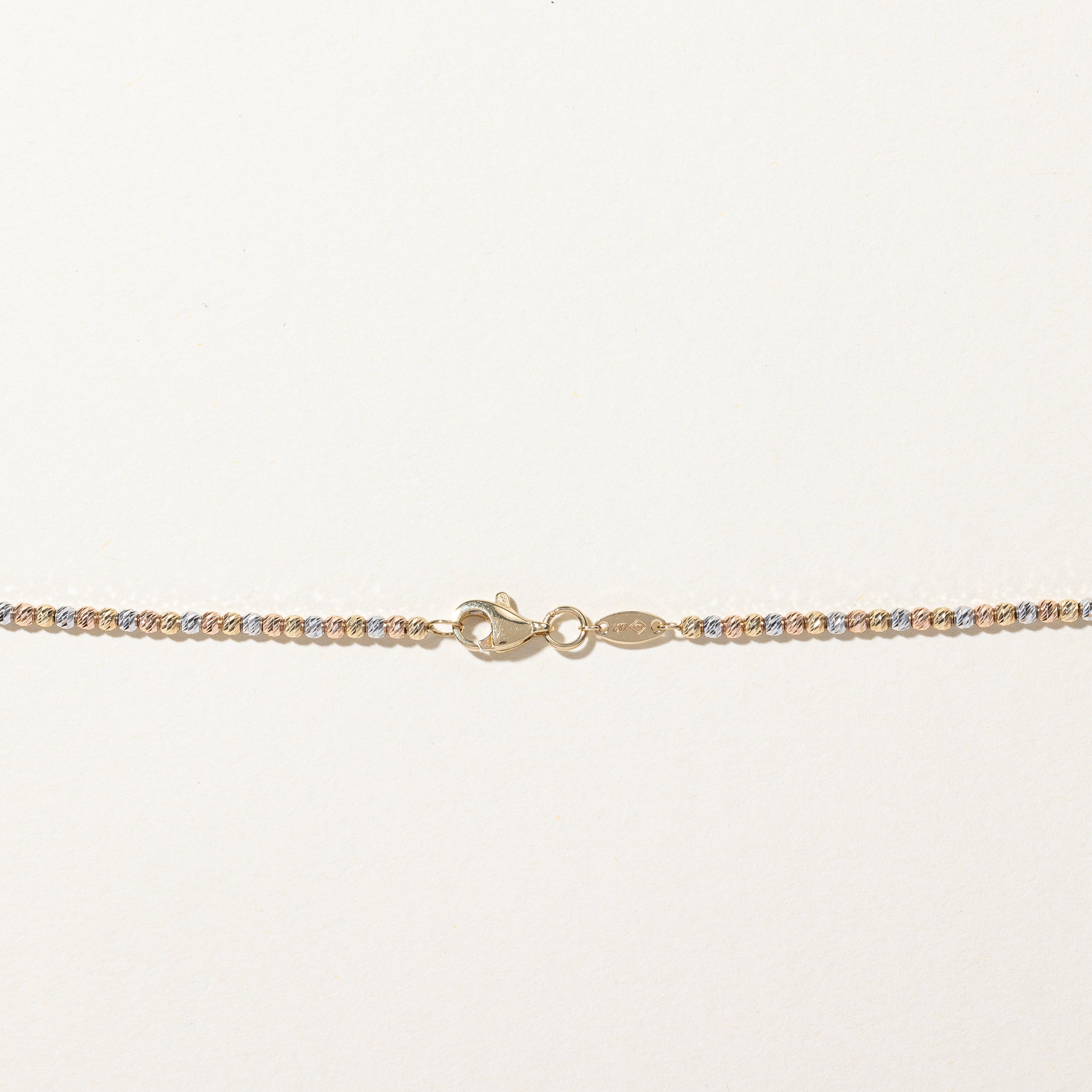 10k Tri Tone Gold Beaded Chain | 18"|