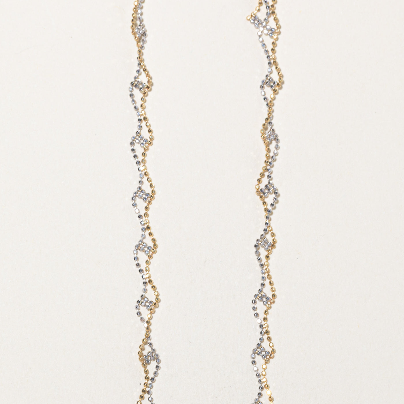 14k Two Tone Gold Mesh Bead Chain Necklace | 13"