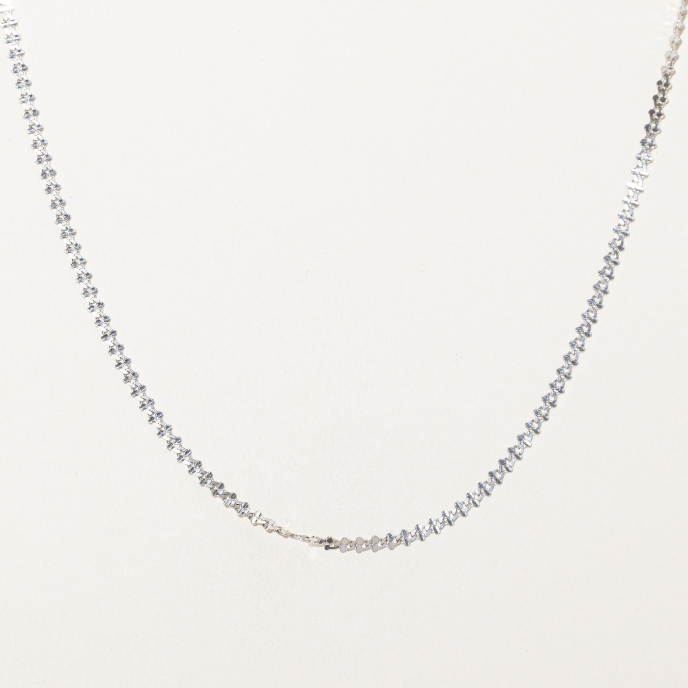 14k White Gold Flat Link Chain | 16"