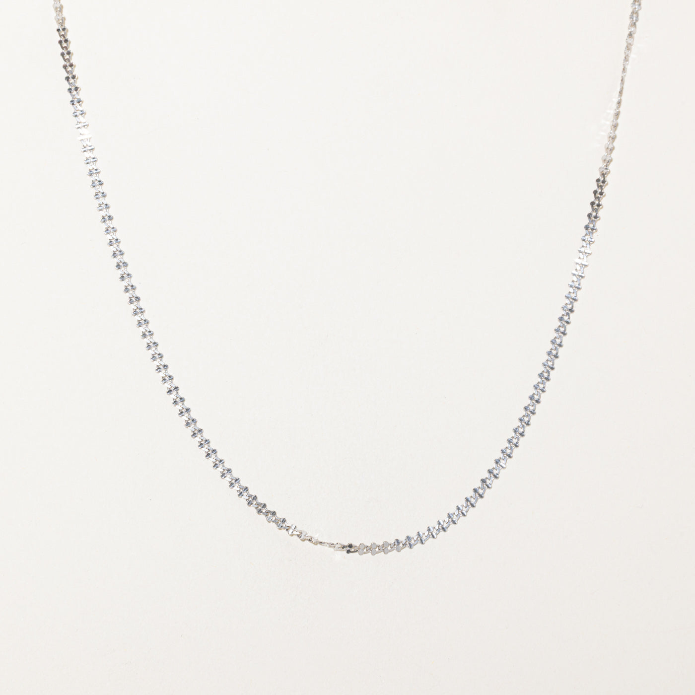 14k White Gold Flat Link Chain | 16"