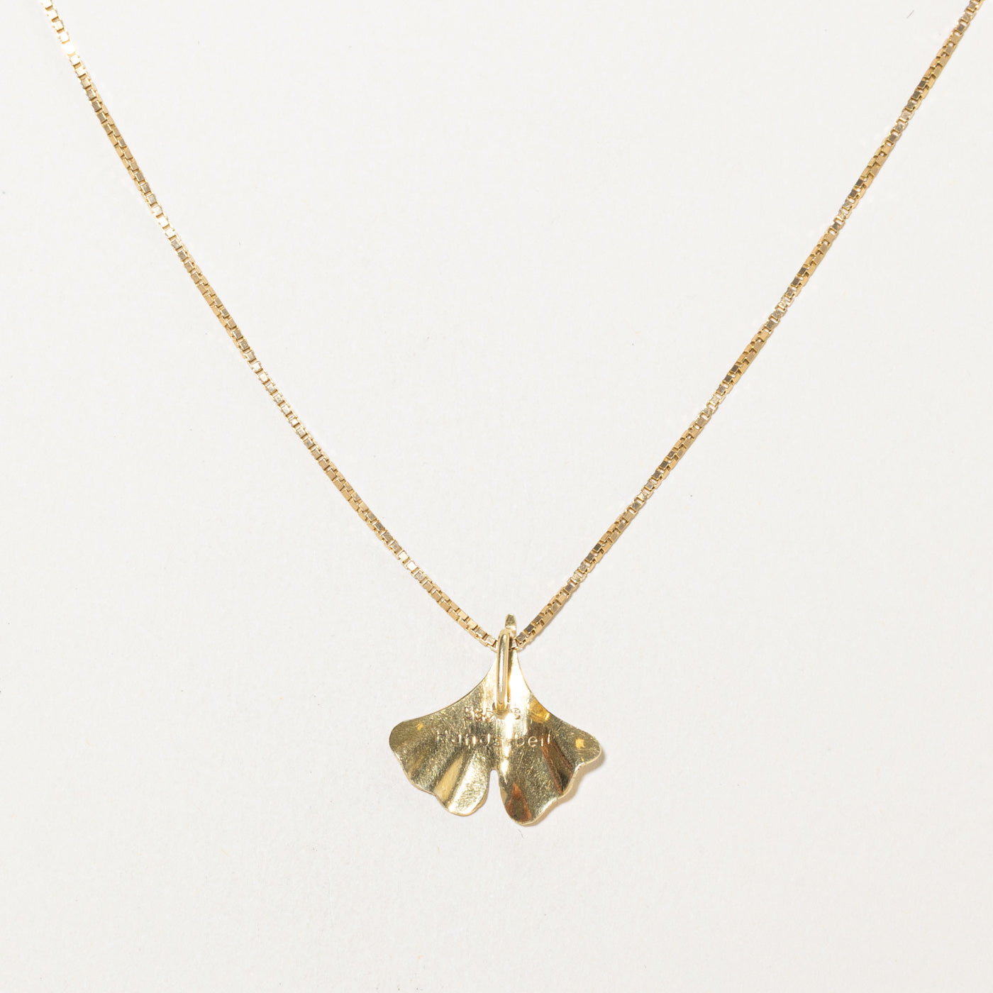 14k Yellow Gold Ginkgo Leaf Pendant Necklace | 18"