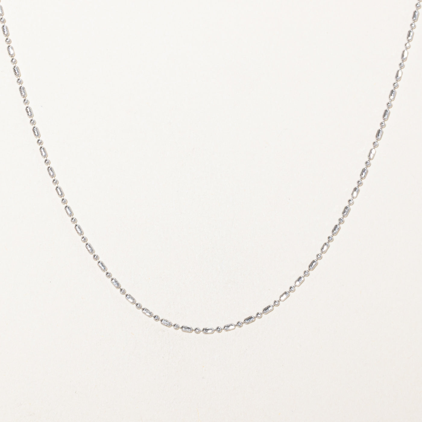 14k White Gold Textured Beaded Chain | 18"
