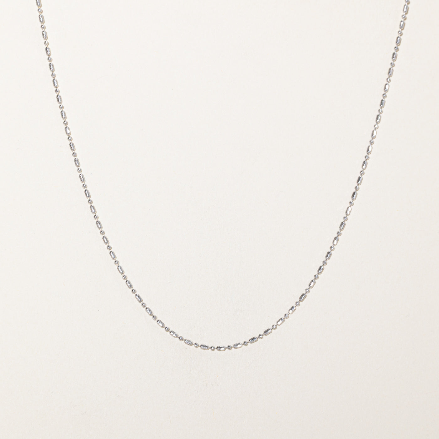 14k White Gold Textured Beaded Chain | 18"