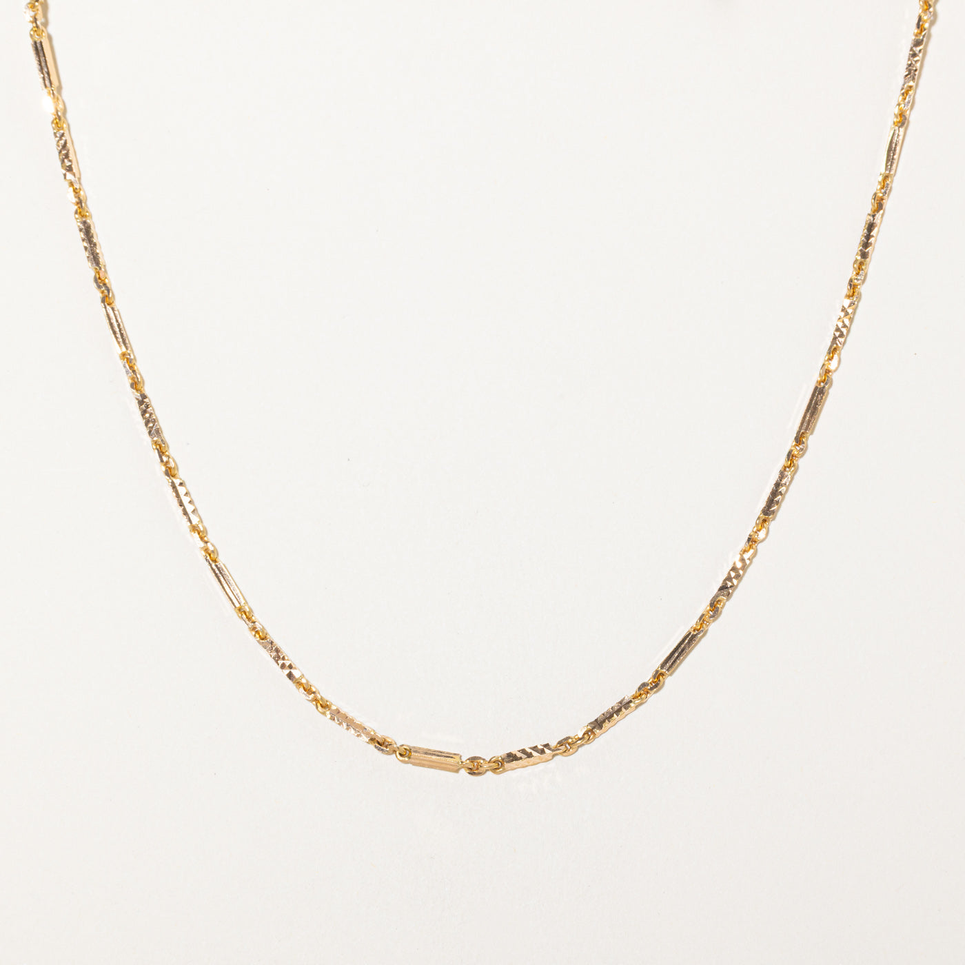 18k Yellow Gold Diamond-Cut Bar Link Chain | 21"