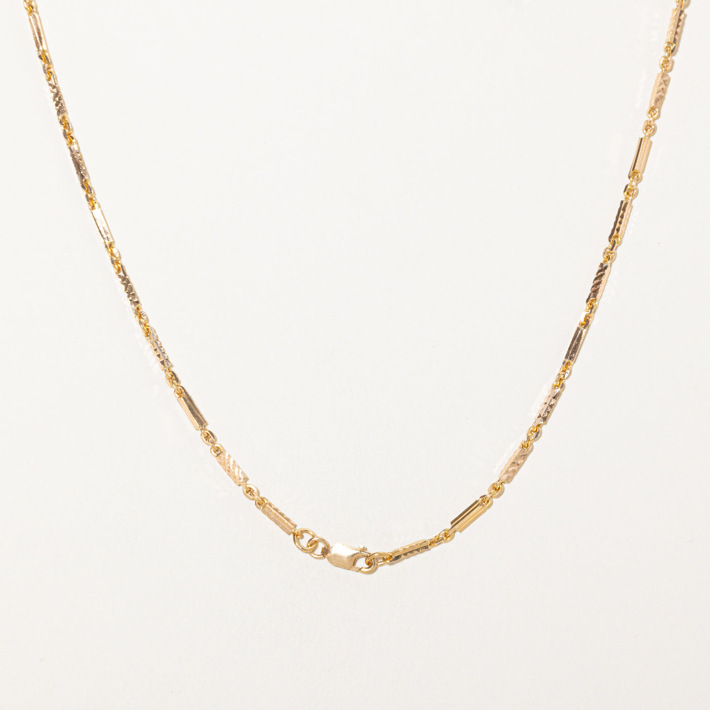 18k Yellow Gold Diamond-Cut Bar Link Chain | 21"