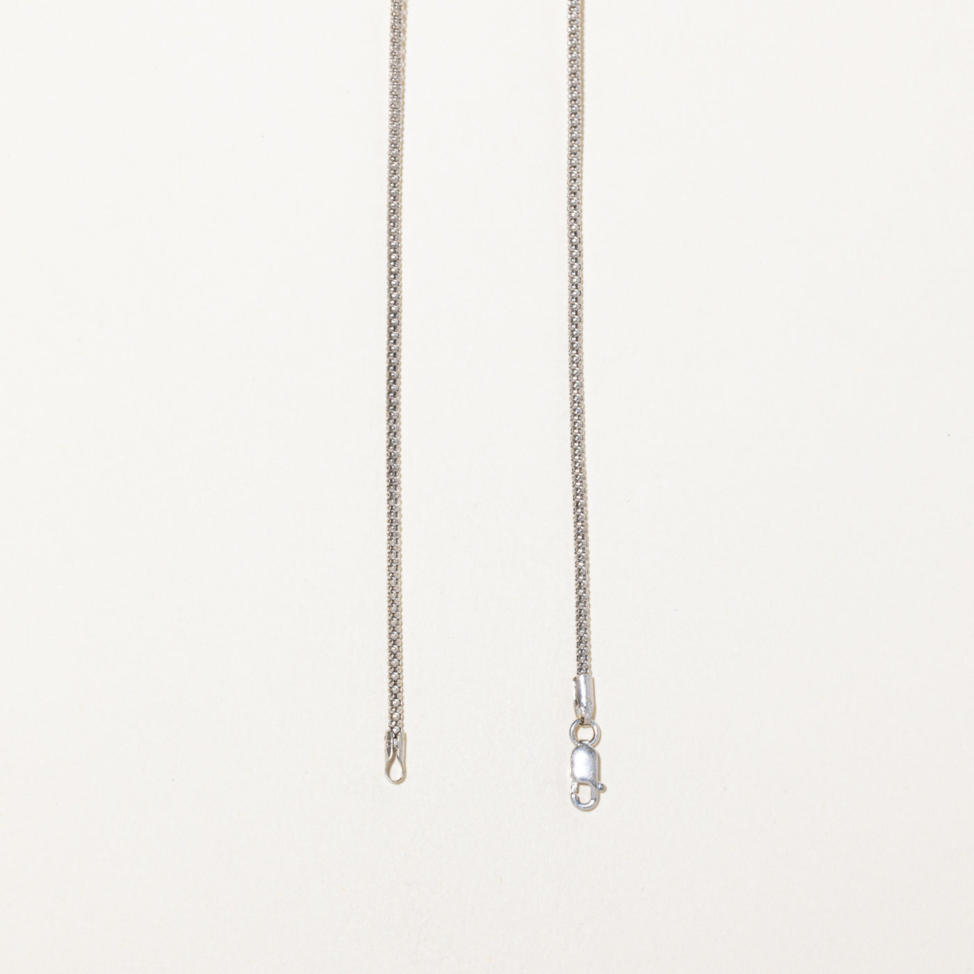 18k White Gold Popcorn Chain | 17"
