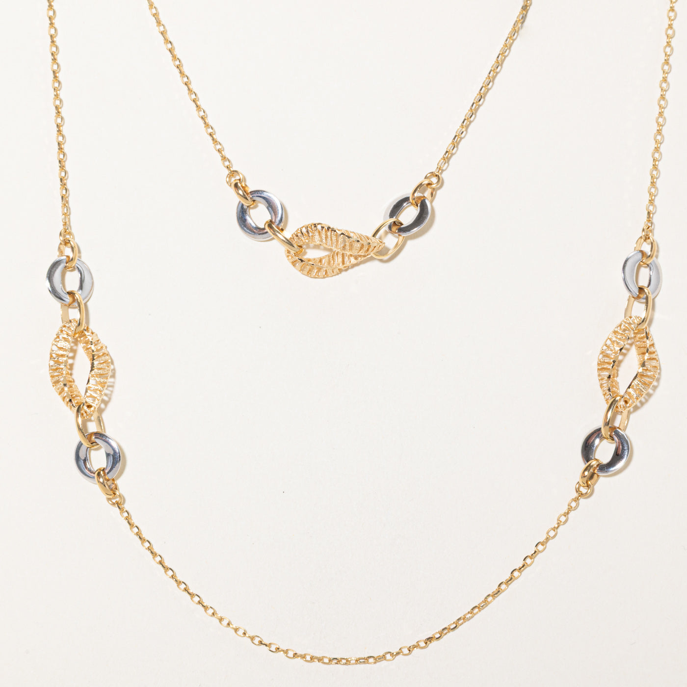 18k Two Tone Gold Textured Satellite Layering Necklace | 38"
