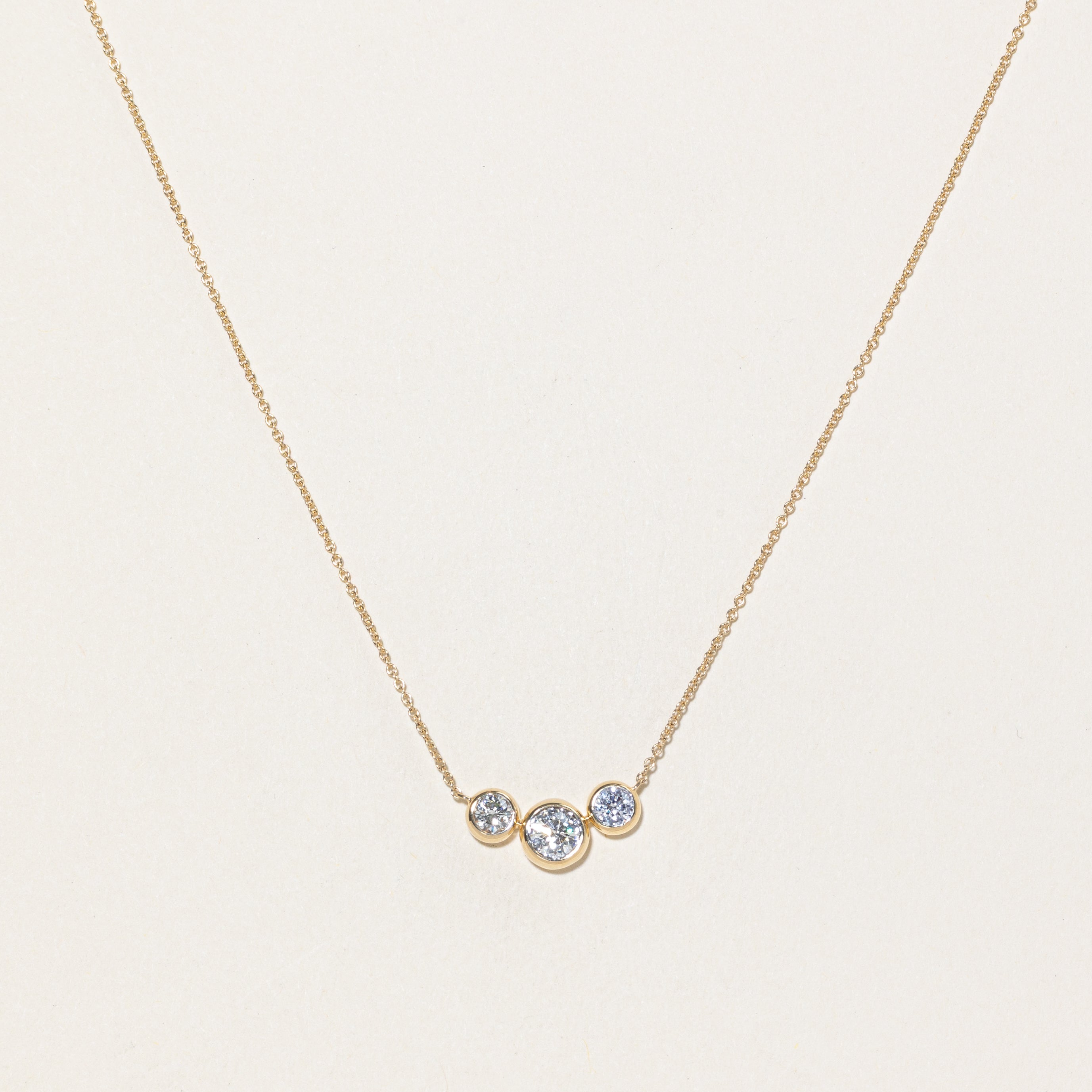 '100 Ways' Three Stone Diamond Cable Link Fixed Pendant Necklace | 0.35ct | 17"