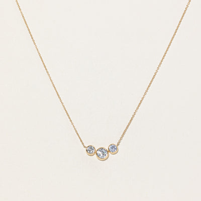 '100 Ways' Three Stone Diamond Cable Link Fixed Pendant Necklace | 0.35ct | 17