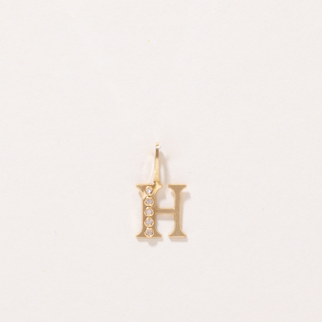 French Hallmarked Diamond 'H' Initial Pendant | 0.02ctw |