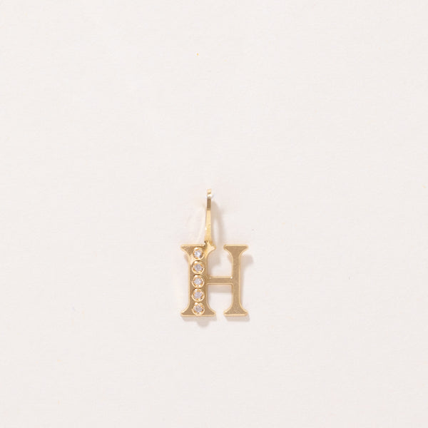 French Hallmarked Diamond 'H' Initial Pendant | 0.02ctw |