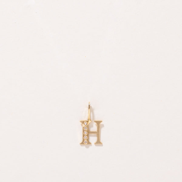 French Hallmarked Diamond 'H' Initial Pendant | 0.02ctw |