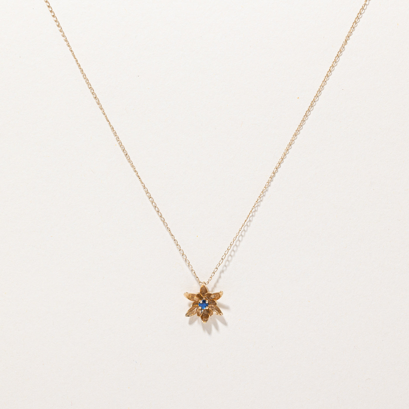 Synthetic Sapphire Flower Charm Necklace | 0.06ct | 16