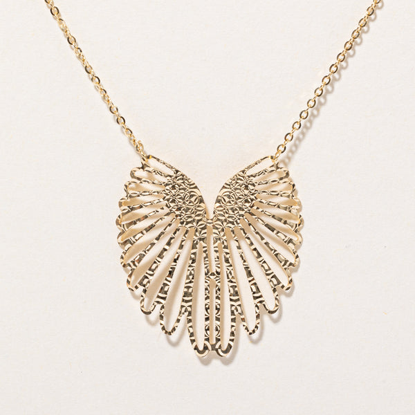 18k Yellow Gold Wings Pendant Necklace | 16