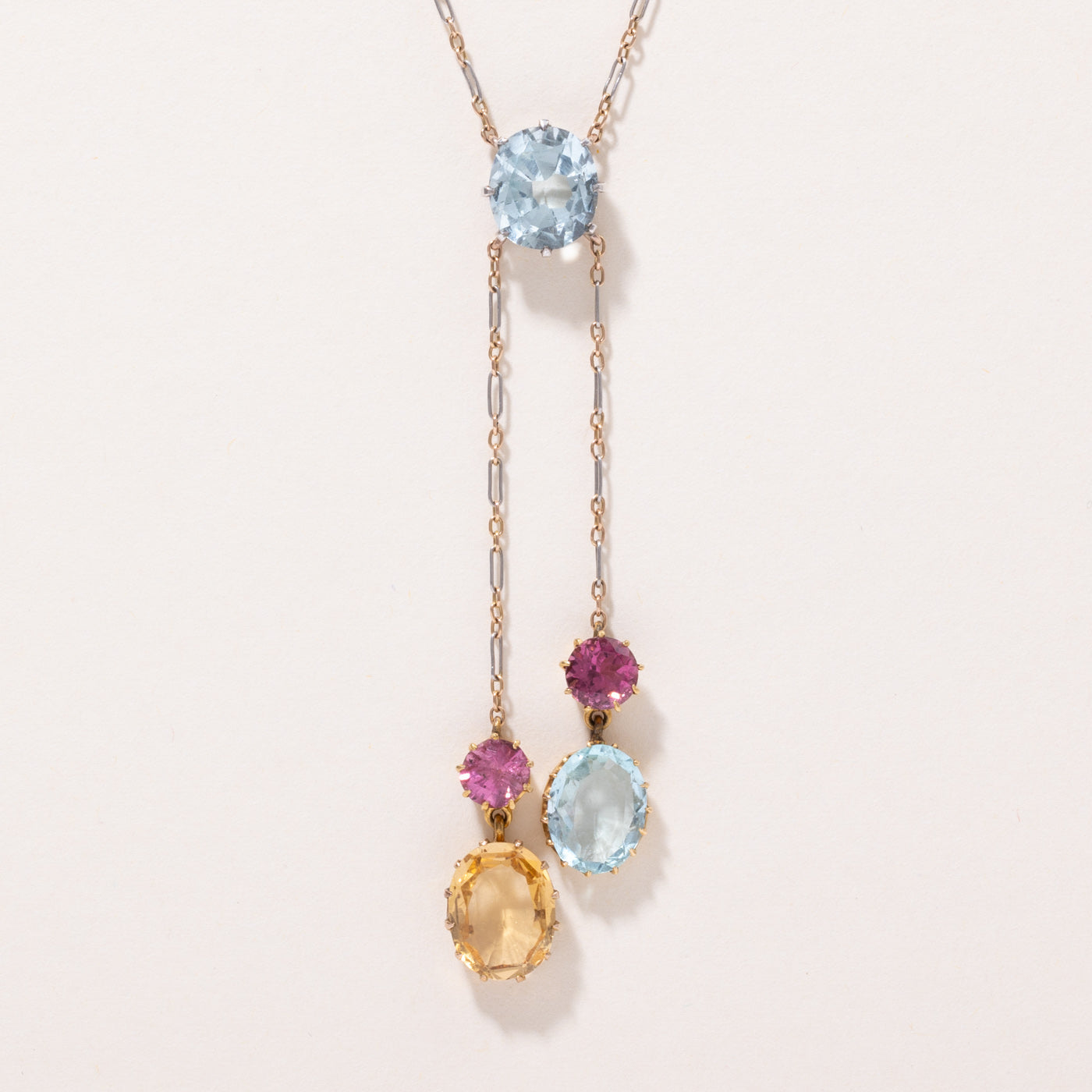 Antique Multi-Gemstone Negligee Necklace | 7.00ctw | 16" |