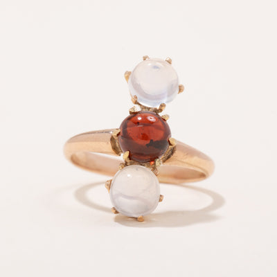 Vintage Moonstone & Garnet Ring | 2.00ctw, 1.35ct | SZ 5.5 |