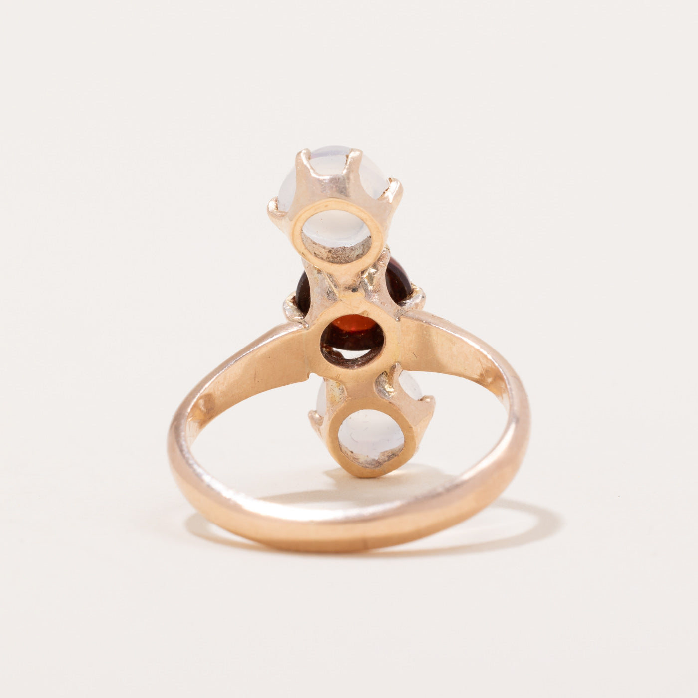 Moonstone & Garnet Column Ring | 2.00ctw, 1.35ct | SZ 5.5 |