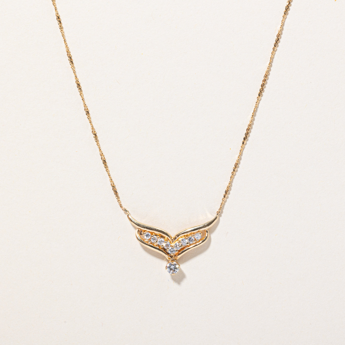 Diamond Scoop Pendant Necklace | 0.32ctw | 16" |
