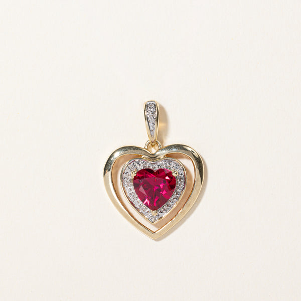 Deals 0.36ctw Ruby Diamond Heart Pendant 10k Yellow Gold July Birthstone