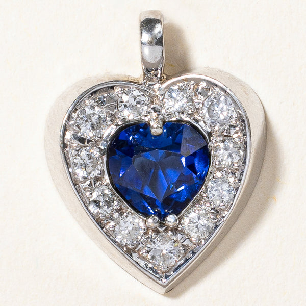 Synthetic Sapphire & Natural Diamond Heart Pendant | 0.88ct, 0.22ctw |