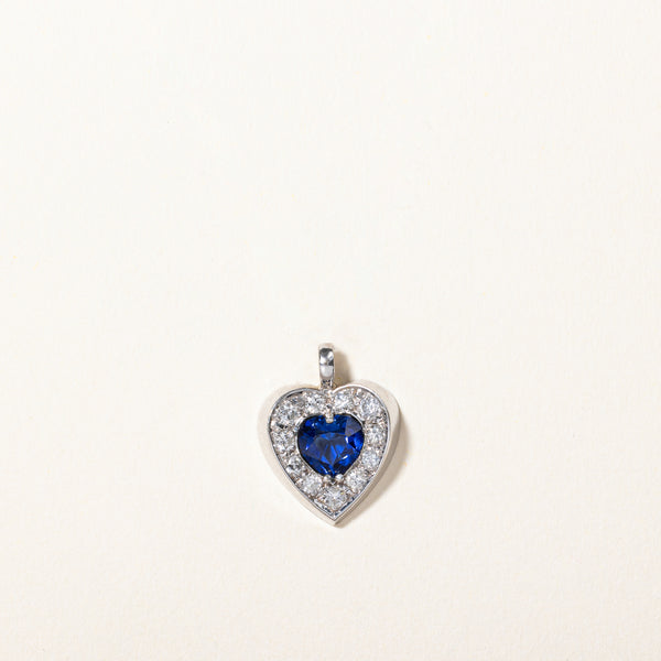 Synthetic Sapphire & Natural Diamond Heart Pendant | 0.88ct, 0.22ctw |