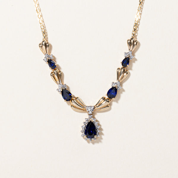 Synthetic Sapphire & Natural Diamond Necklace | 2.50ctw, 0.04ctw | 18