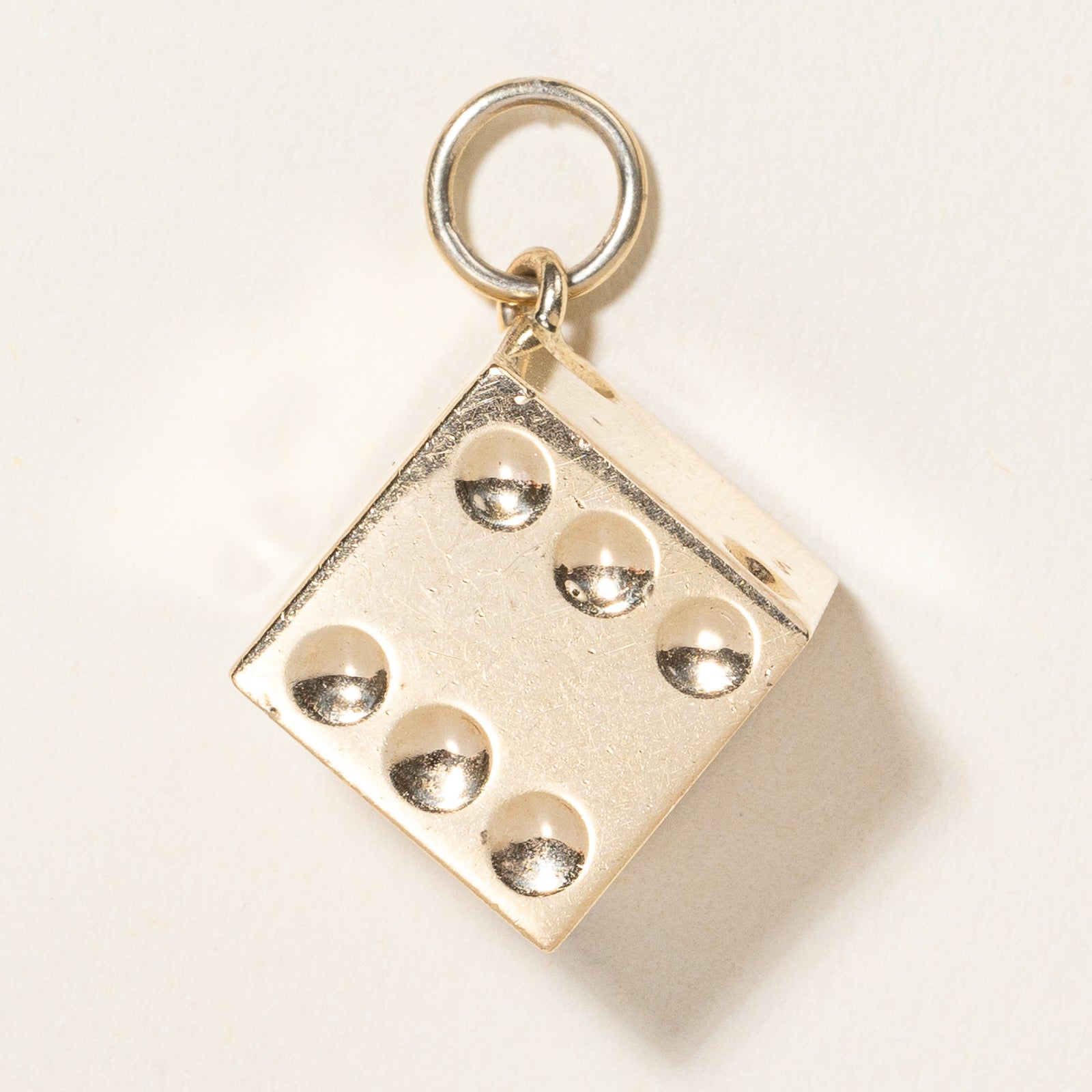 14k Yellow Gold Dice Charm