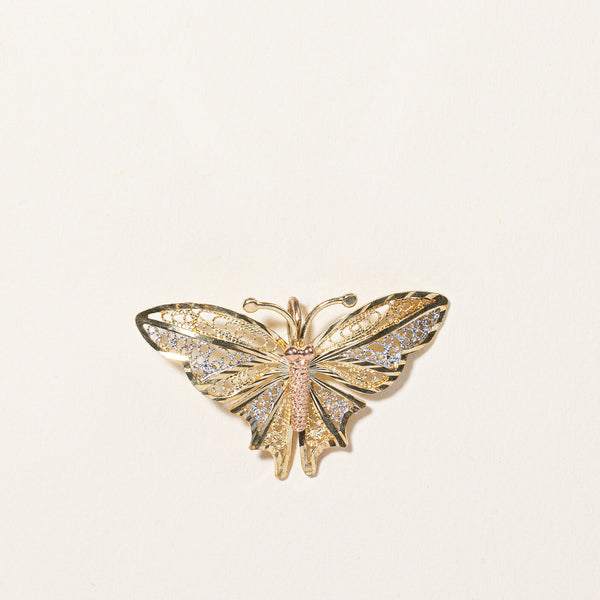 10k Multi Tone Gold Butterfly Pendant