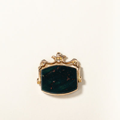 1923 Birmingham Bloodstone & Carnelian Swivel Pendant | 12.50ctw |