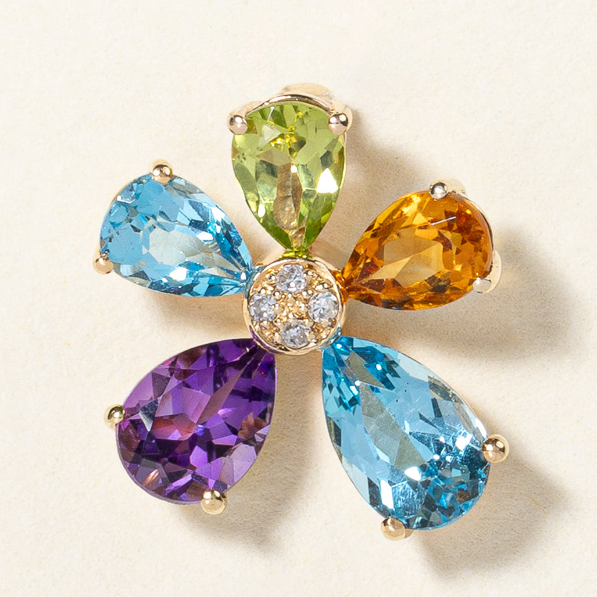 Multi Gemstone Flower Pendant | 2.64ctw |