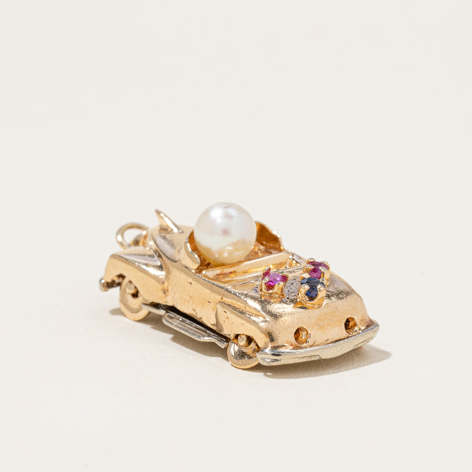 Multi Gem Two Tone Car Pendant | 1.20ctw |