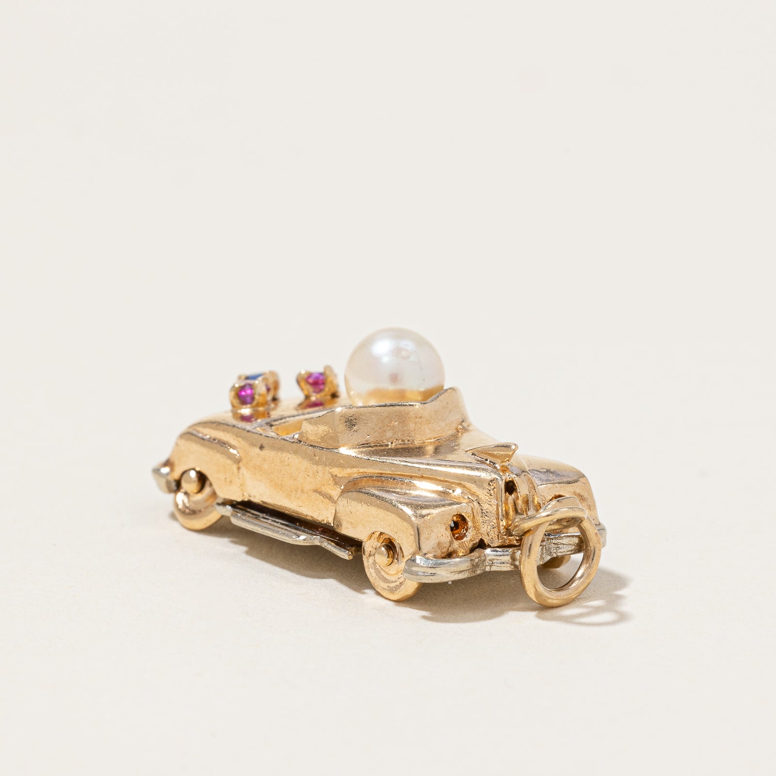 Multi Gem Two Tone Car Pendant | 1.20ctw |