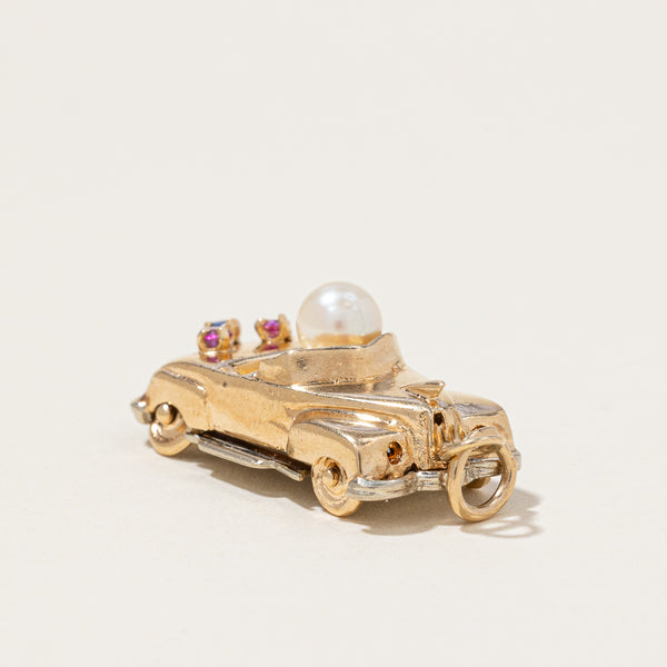 Multi Gem Two Tone Car Pendant | 1.20ctw |