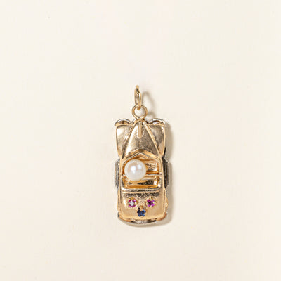 Multi Gem Two Tone Car Pendant | 1.20ctw |