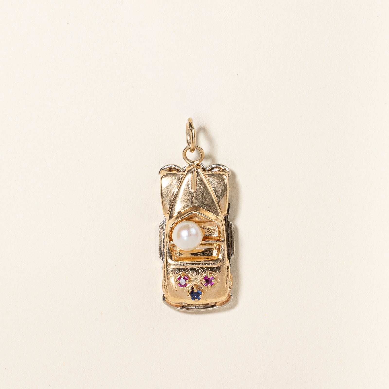 Multi Gem Two Tone Car Pendant | 1.20ctw |