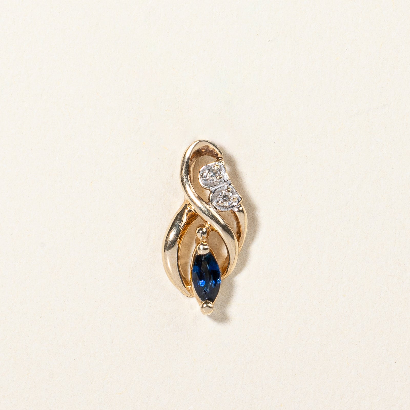 10K Yellow Gold Sapphire and Diamond Pendant | 0.158ct, 0.01ctw