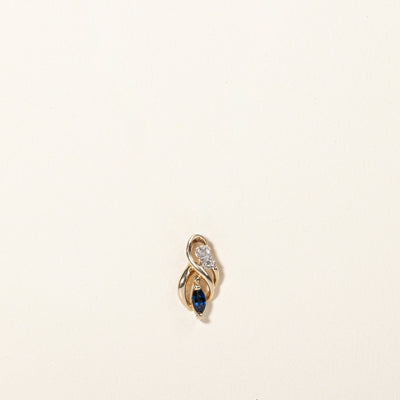 10K Yellow Gold Sapphire and Diamond Pendant | 0.158ct, 0.01ctw