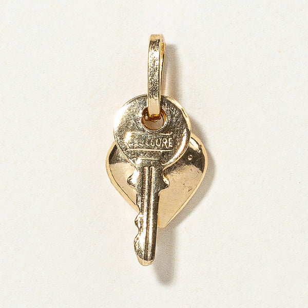 18k Yellow Gold Heart & Key Charm