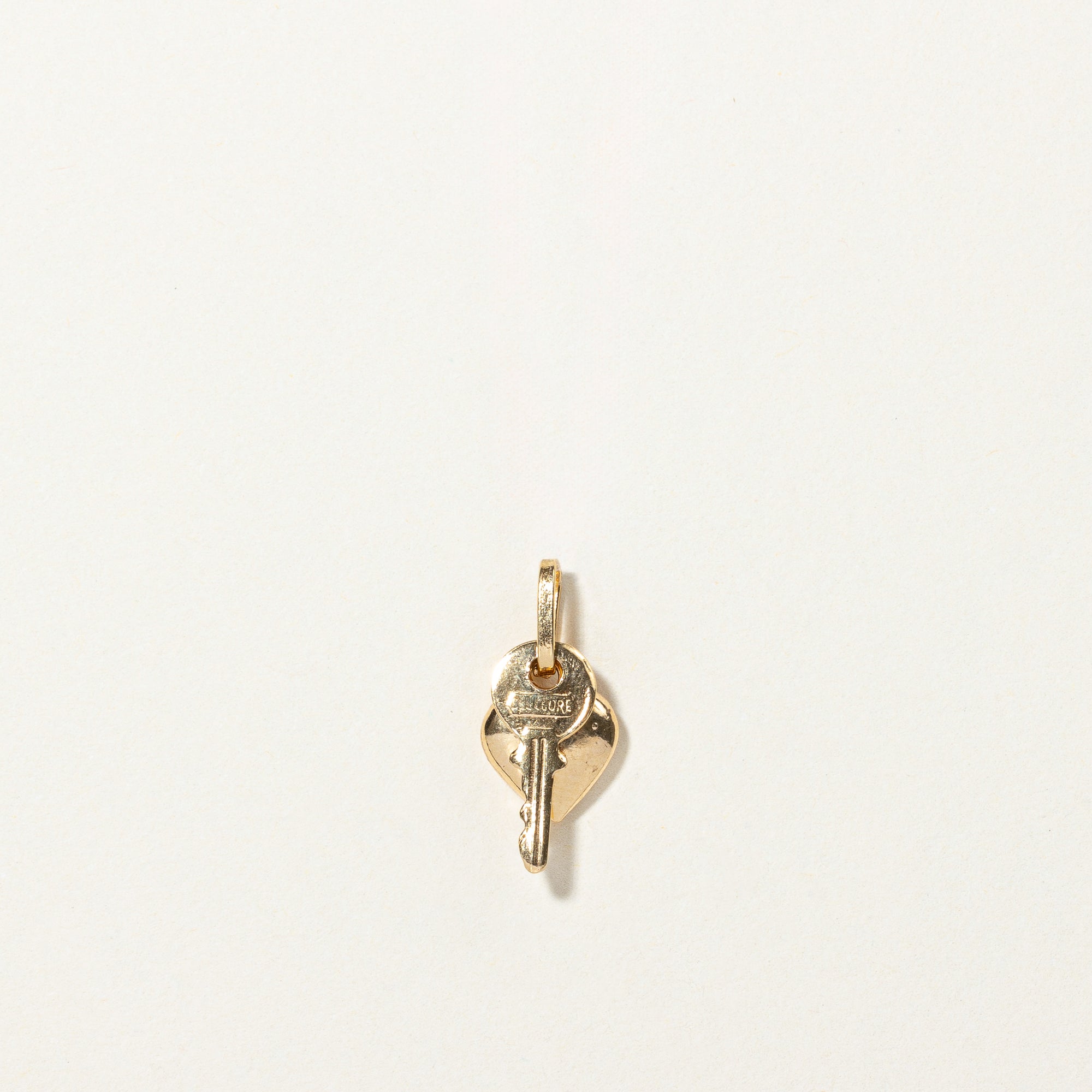 18k Yellow Gold Heart & Key Charm