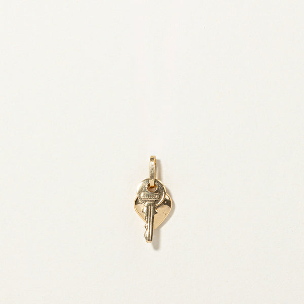 18k Yellow Gold Heart & Key Charm